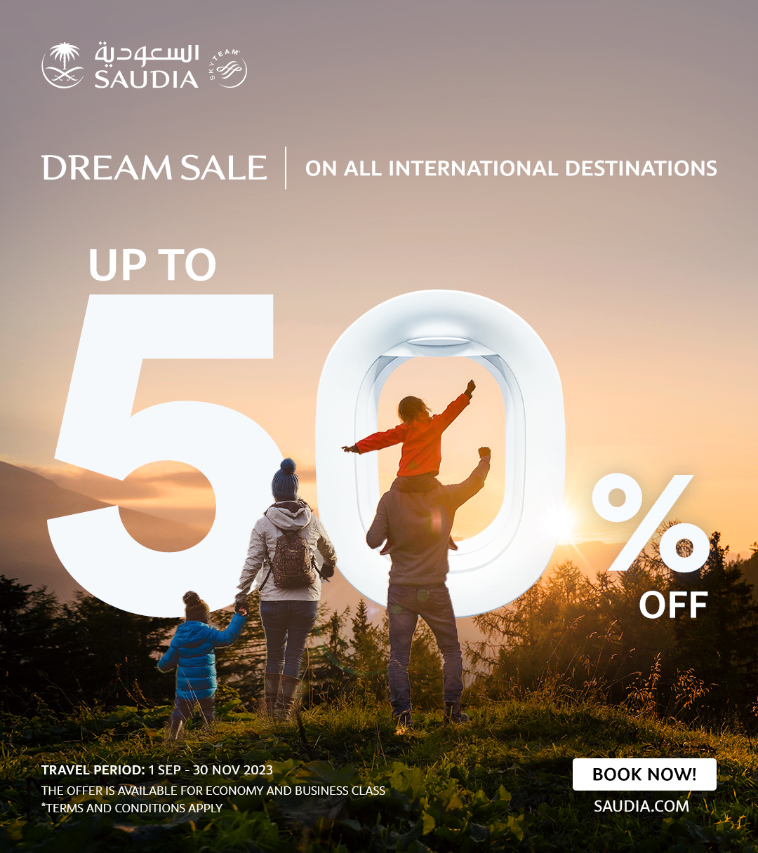 SAUDIA announces 50% discount on flights between the kingdom of saudi  arabia and all its global destinations