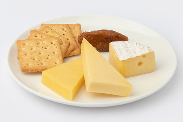 Today’s cheese board - gruyere, gouda, French camembert date and fig paste with crackers